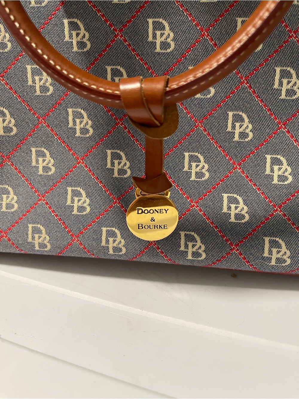 Dooney & Bourke Elite Alto Y2K Signature Monogram Canvas and Leather Tassel Tote - Picture 5 of 14